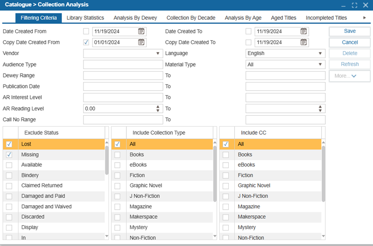 Collection Analysis | ILS Documentation