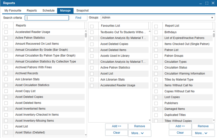 Manage Reports | ILS Documentation