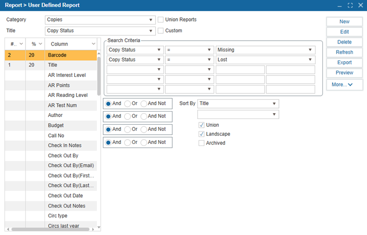 User Defined Reports | ILS Documentation
