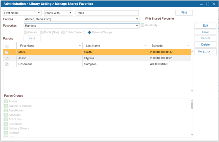 Manage Shared Favorites | ILS Documentation
