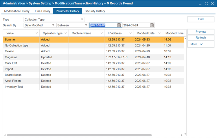 Modification/Transaction History | ILS Documentation