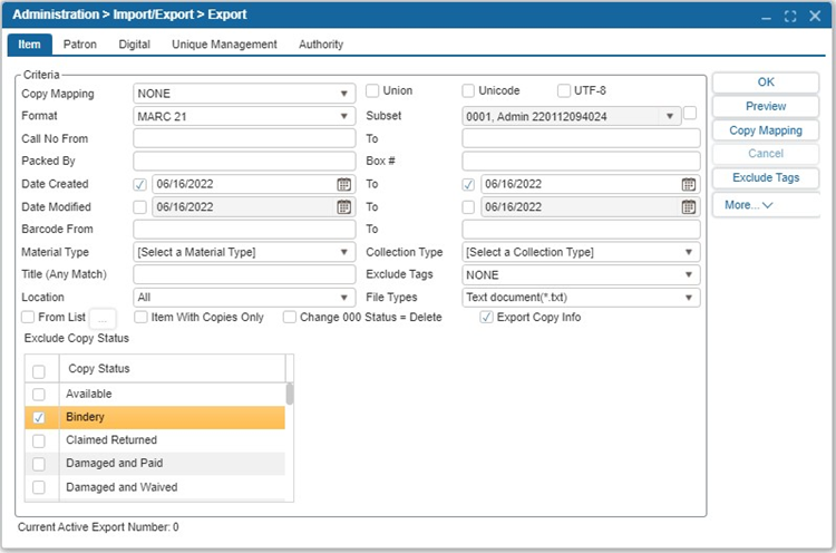 Export | ILS Documentation
