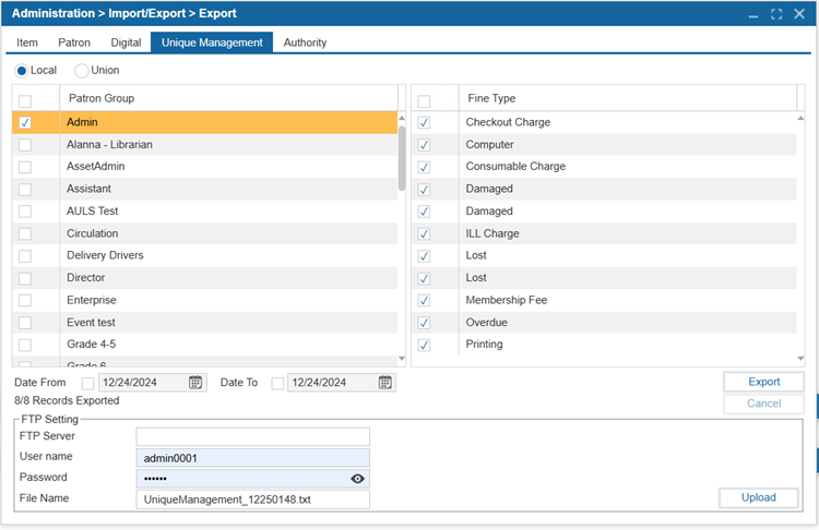 Export | ILS Documentation