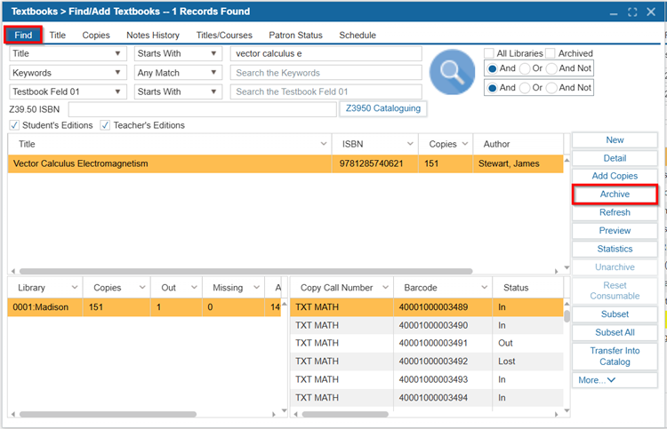 Find/Add Textbook | ILS Documentation
