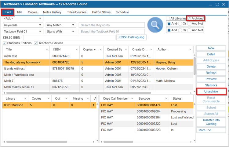 Find/Add Textbook | ILS Documentation