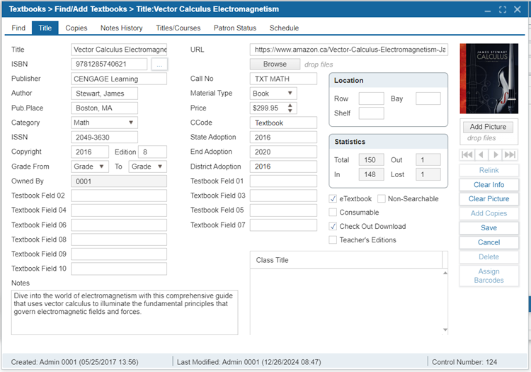 Find/Add Textbook | ILS Documentation