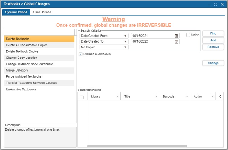 Global Changes | ILS Documentation