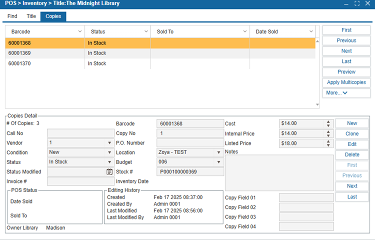 Cataloging the Inventory | ILS Documentation